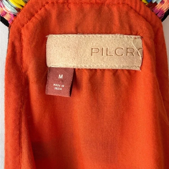 Anthropologie Pilcro Bright Colorful Geometric Racerback Top Peplum Sz M Buttons - Picture 5 of 13